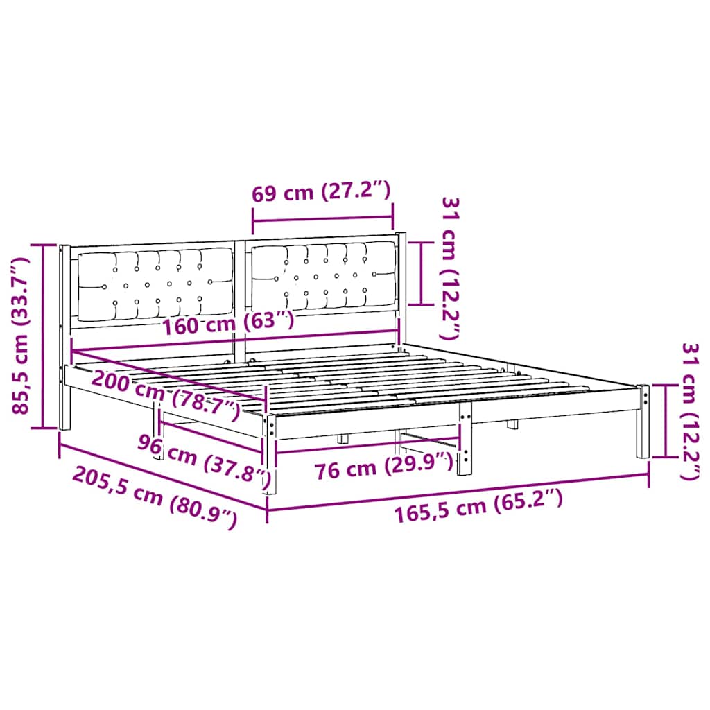 Bettgestell mit Kopfteil Hellgrau 160 x 200 cm Stoff